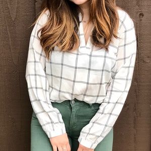 White and green striped shirt